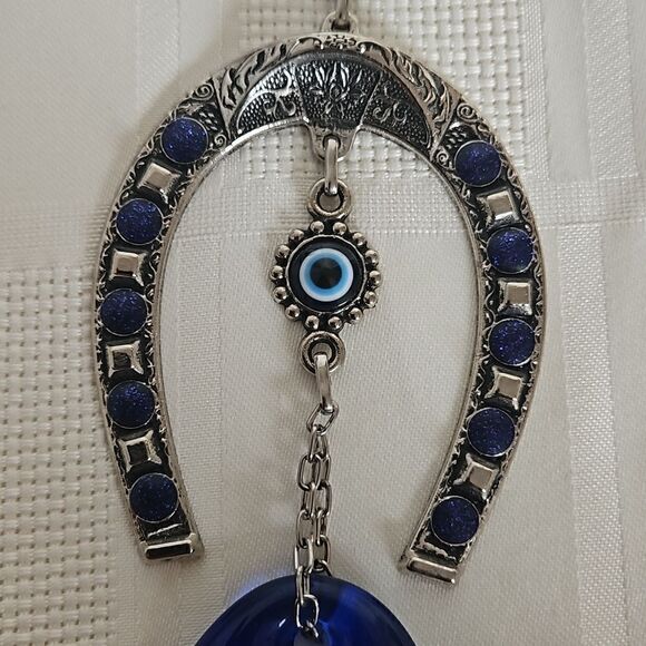 Hanging Horseshoe Medium Royal Blue/ Silver - Picture 3 of 16